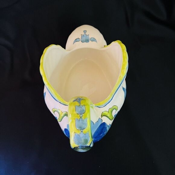 Vintage Planter White Green Ceramic Swan Figurine Figural Flower Pot Floral - Picture 6 of 9